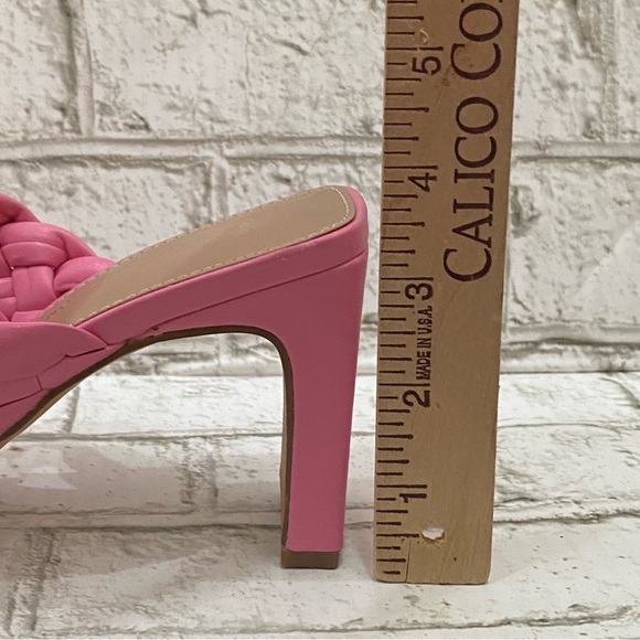 BCBGeneration Pink “Finaa” Slide Chunky Braided Woven Strap Heel Sandal Size 7 - Picture 9 of 16
